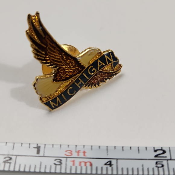 Vintage Michigan Soaring Eagle Enamel Lapel Pin - Picture 7 of 7